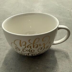 Vintage Ivory with Gold Writing “Baby It’s Cold Outside” XL size Mug